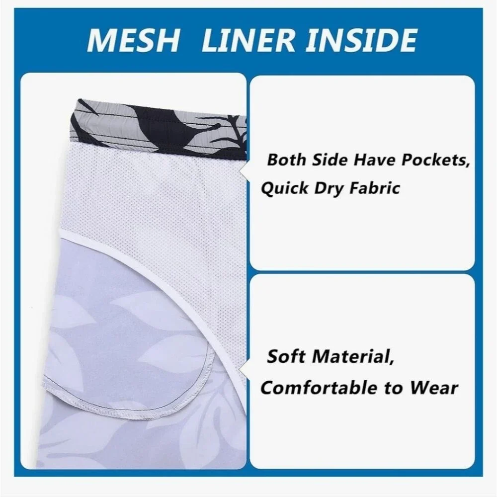 Biwisy Mens Quick Dry Swim Shorts with Mesh Lining Size 2XL - NIP